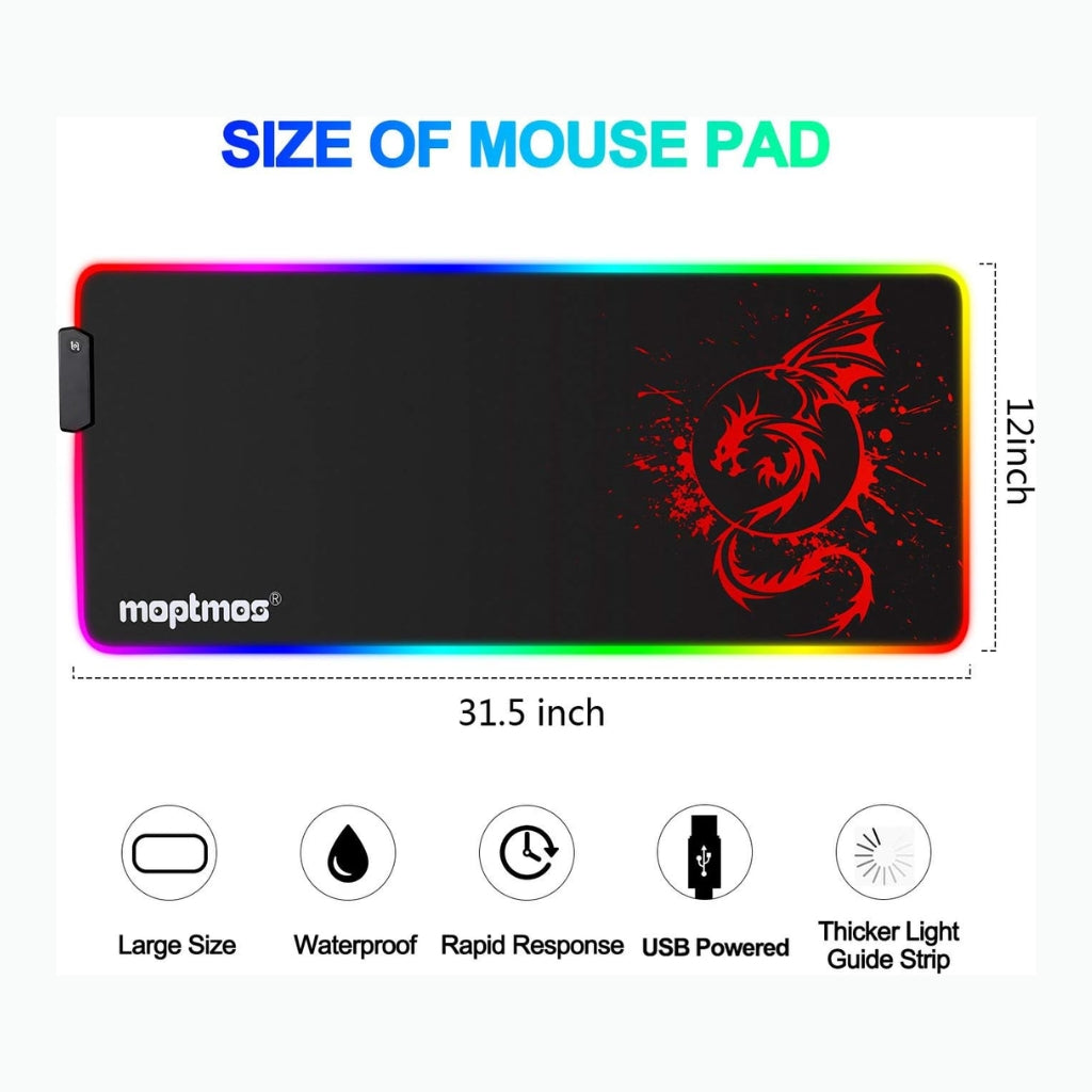RGB Gaming Mouse Pad Anime Dragon Mousepad